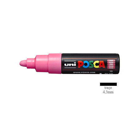 Caneta Marcadora Uniball Posca PC-7M 4,5mm - Cor Rosa - Ideal para Desenhos e Artes - Pacote com 1 unidade