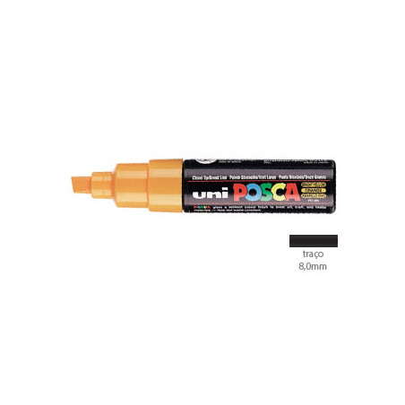 Marcador Uniball Posca PC-8K 8,0mm Amarelo Brilhante - Transforme seus projetos com cores vibrantes e intensas!