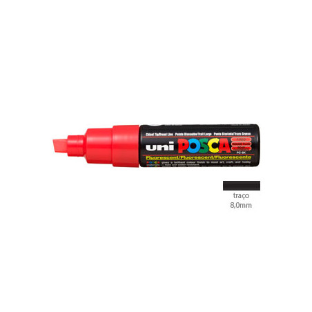 Marcador Uniball Posca PC-8K 8,0mm Vermelho Fluorescente (F15) - Destaque incrível para suas criações artísticas!