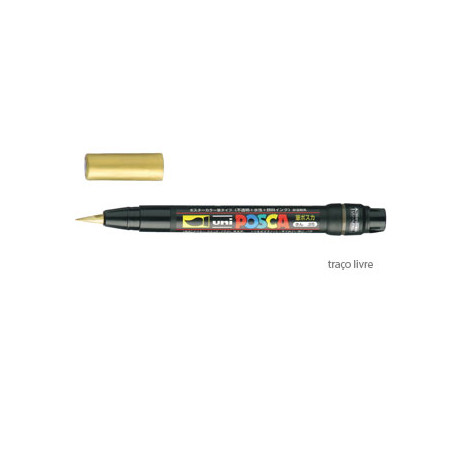 Marcador Uniball Posca PCF-350 Ponta 1-10mm Dourado - Para criar obras de arte brilhantes e detalhadas!