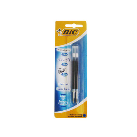 Recarga para Caneta Esferográfica BIC GEL Azul (ReAction / Velocity Stick / Pro+) - Pacote com 2 unidades