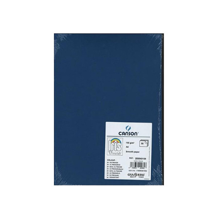 Cartolina Canson Azul Ultramarino A3 - Pacote com 50 Folhas de 185g