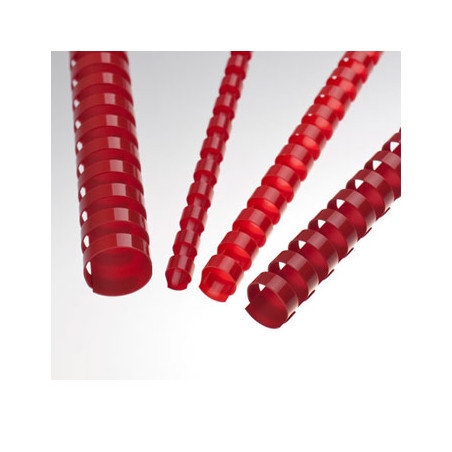 Argolas de PVC para Encadernação - Vermelho, 25mm, Suporta até 240 Folhas - Pacote com 50 Unidades