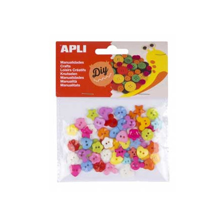 Conjunto de 60 botões em plástico coloridos Apli de 12mm