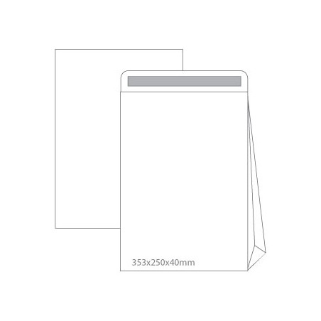Envelopes de Papel Saco Branco B4 (250x353x40mm) - Pacote com 500 unidades de 090g