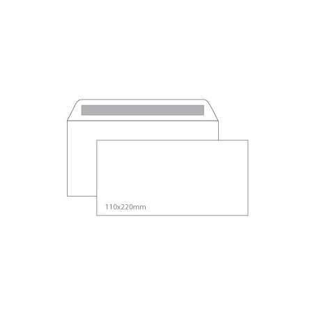 Envelope Autodex Branco 90g, tamanho DL 110x220mm, pacote com 500 unidades