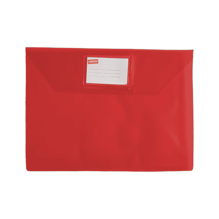 Envelope A4 em PVC com visor transparente na cor vermelha - Pacote com 1 unidade