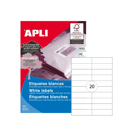 Etiquetas Apli 105x29 - Pacote com 500 Folhas A4 e 10.000 unidades: A melhor opção em etiquetas autoadesivas!