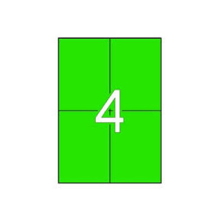 Etiquetas autocolantes Apli tamanho 105x148mm - Conjunto de 20 folhas A4 (80 unidades) na cor verde