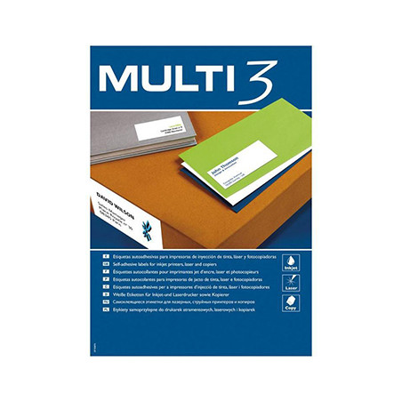 Etiquetas autocolantes Multi3 63,5x38,1mm - Pacote com 100 folhas (2100 unidades)