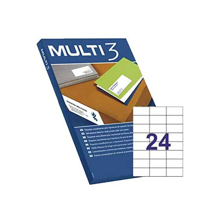  Etiquetas Multiuso 70x37mm - Pack com 100 folhas A4 (2400 unidades)