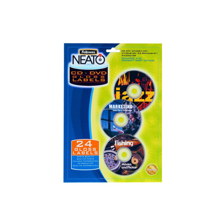 Etiquetas de Papel Brilhante Fellowes 99963 para CD / DVD - Pacote com 24 unidades