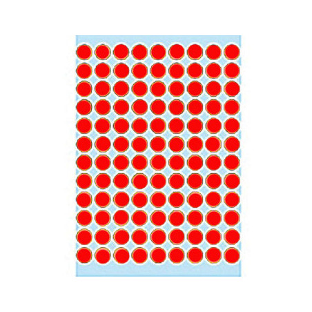 Etiquetas Adesivas Redondas de 8mm na cor Vermelho Fluorescente - Embalagem com 540 unidades da marca Herma1846