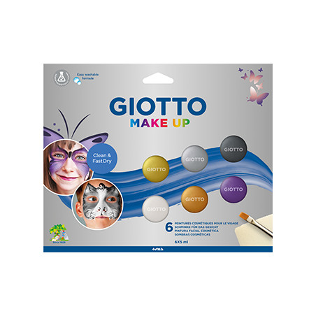 Pintura Facial Giotto Make Up Metalizadas Pincel Esponja 6 unidades