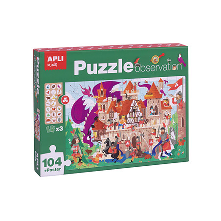 Divertido Jogo de Puzzle Educativo do Castelo - 104 Peças: Aprenda enquanto se diverte com este quebra-cabeça da Apli!