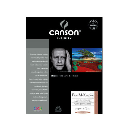 Papel Canson Infinity PrintMaking Rag A4 100% Algodão 310g - Kit com 25 folhas para impressão de alta qualidade