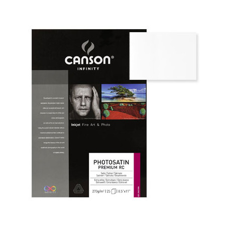 Papel fotográfico de alta qualidade Canson Infinity PhotoSatin Premium RC 270g A3 - Pacote com 25 folhas