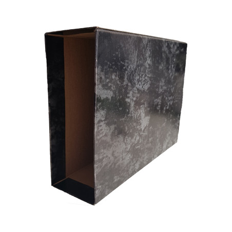 Caixa de arquivo A5 (Baixa) com acabamento marmorizado preto: Organize seus documentos com estilo!