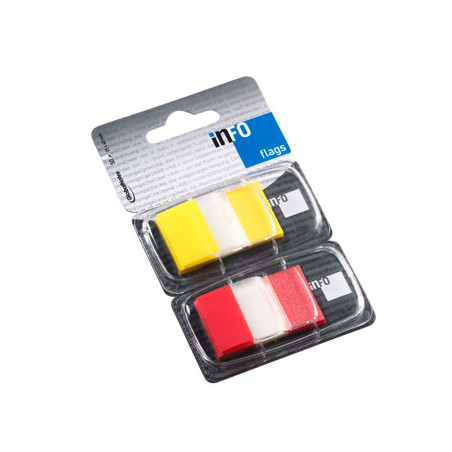 Separadores Autocolantes Pequenos Amarelo e Vermelho - Embalagem com 50 unidades