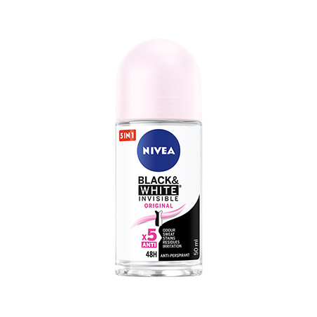 Desodorizante Roll-On Nivea Black White Invisible 50ml - Proteção Antitranspirante Duradoura