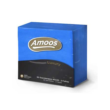 Guardanapos de Papel Azul Amoos Luxury 40x40cm - Embalagem com 50 unidades