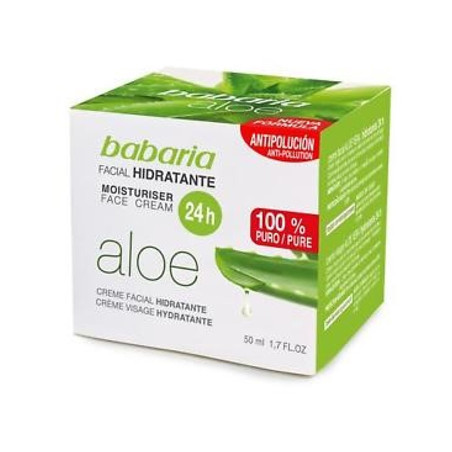Creme Facial Hidratante Babaria de 24 horas com Aloe Vera para uma pele radiante - 50ml