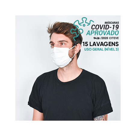 Máscara Reutilizável de 15 Lavagens DANIELLE A em Branco - Perfeita para uso diário!
