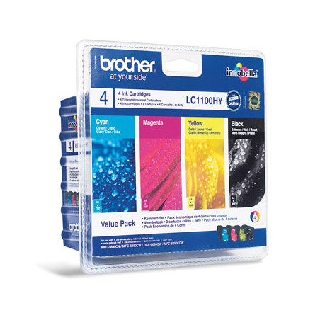  Conjunto de Tinteiros Brother LC1100HYVALBP em 4 Cores para Impressoras