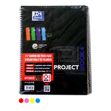 Caderno Espiral Oxford Project A4 Pautado Cores Sortidas pack de 5 unidades 