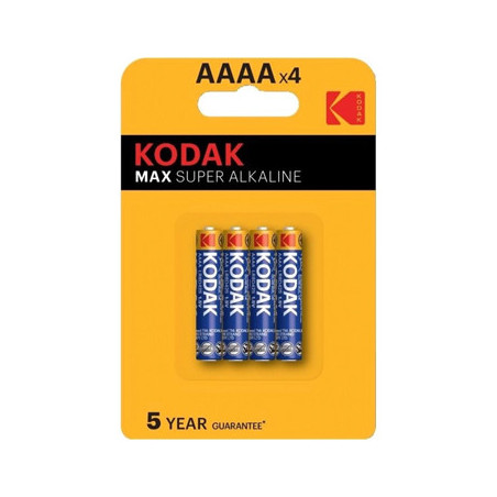 Conjunto de 4 pilhas alcalinas Kodak Max AAAA LR61 1.5V - Alta durabilidade garantida