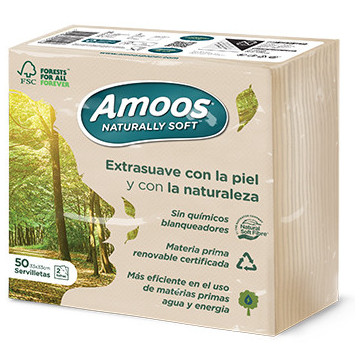 Guardanapos 33x33cm Amoos 2 folhas Naturally Soft 50 unidades 