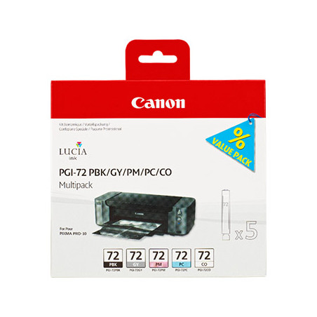 Conjunto de Tinteiros Canon 72 com 5 Cores e 14ml (6403B007)
