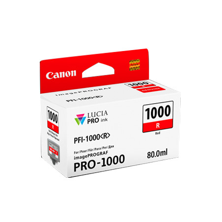Tinteiro Canon PFI-1000 Vermelho de 80ml - Impressões vibrantes e duradouras para a sua impressora!