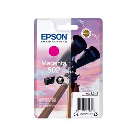 Tinteiro Epson 502 Magenta de 3,3ml C13T02V34010 - Tinta de Alta Qualidade para Impressões Vibrantes