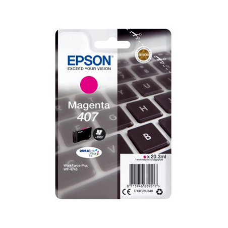 Tinteiro Epson 407 Magenta C13T07U340 - 20,3ml | Imprime até 1900 Páginas