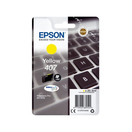 Tinteiro Epson 407 Amarelo C13T07U440 - Alto Rendimento para Impressões de Qualidade - 20,3ml - 1900 Páginas