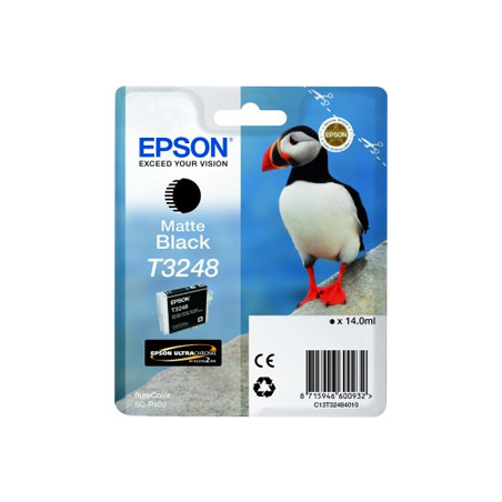Tinteiro Epson T3248 Preto Matte - 14ml - Compatível com C13T32484010 - Imprime até 650 páginas