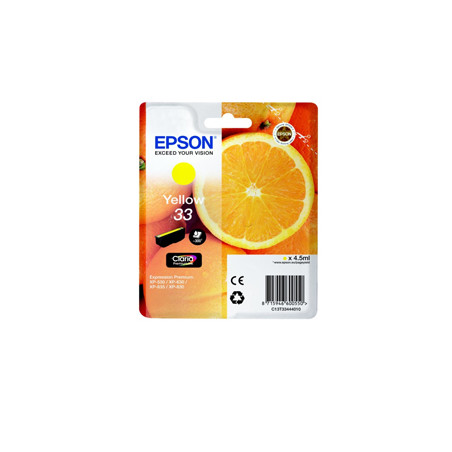 Tinteiro Epson 33 Amarelo C13T33444010 - Rendimento de impressão de 300 Páginas (4,5ml)