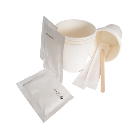 Kit Eco Friendly de Copos de Papel para Café com Mexedor e Açúcar - 100 unidades