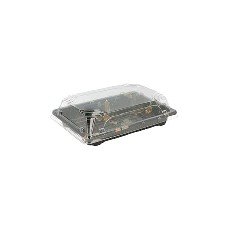 Caixa de Plástico para Sushi com Tampa - 50 unidades | Preto | Tamanho 17x12,3x4,5cm