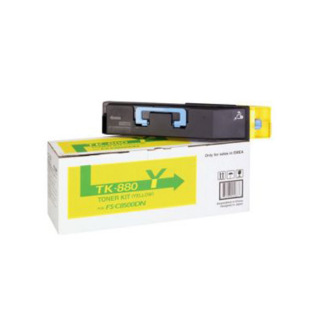 Tinta de Impressora Kyocera TK-880Y Amarelo - Rendimento de 18000 Páginas