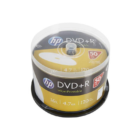Pack de 50 DVDs+R HP 4.7GB 16X com superfície imprimível