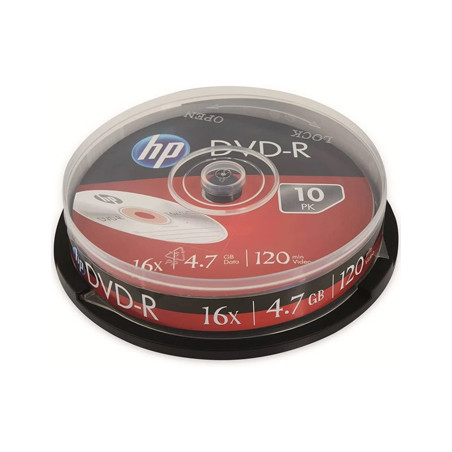 DVD+R HP 4.7GB 16X Caixa com 10 Discos - Qualidade excepcional para armazenamento de dados!