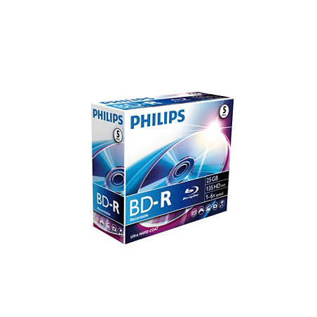  DVD BD R Blu-Ray Philips 25GB 6X Estojo Jewel Case 5 unidades