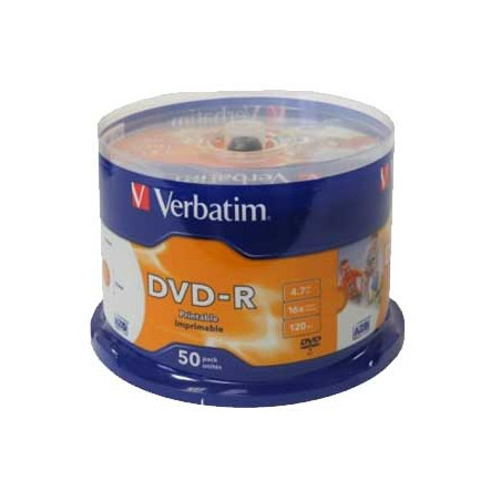 Pack de 50 DVDs graváveis Verbatim 4.7GB 16X com impressão - Spindle
