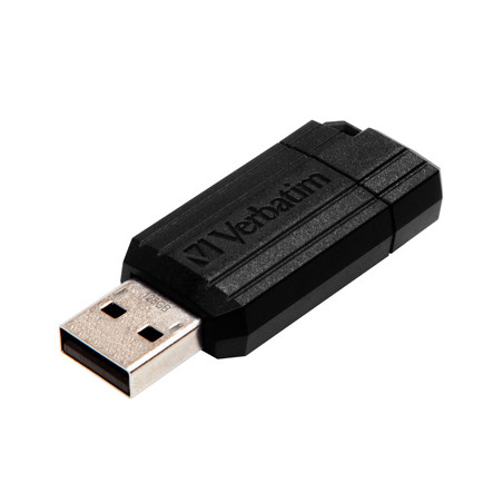Pen Drive Verbatim Pinstripe Preto 128GB USB 2.0 para armazenamento e transferência de dados