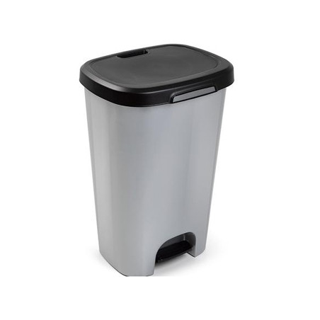  Contentor de Lixo Plástico com Pedal de 50 Litros - Opções em Preto e Prata